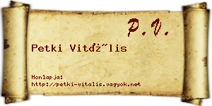 Petki Vitális névjegykártya